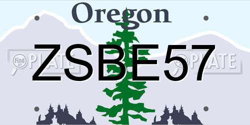 ZSBE57 Oregon License Plate