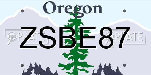 ZSBE87 Oregon License Plate