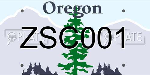 ZSC001 Oregon License Plate