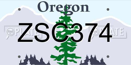 ZSC374 Oregon License Plate