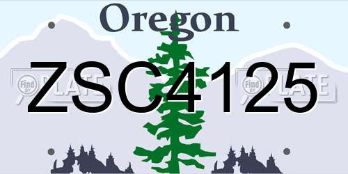 ZSC4125 Oregon License Plate