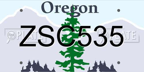 ZSC535 Oregon License Plate