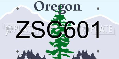 ZSC601 Oregon License Plate