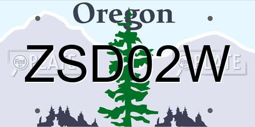 ZSD02W Oregon License Plate