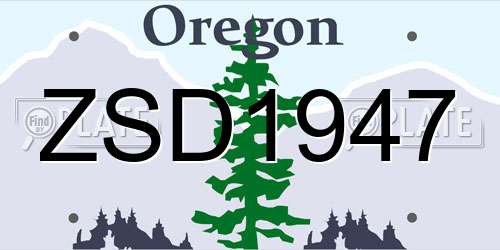 ZSD1947 Oregon License Plate