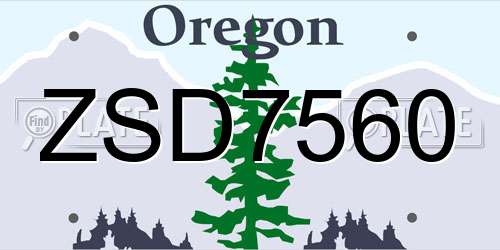 ZSD7560 Oregon License Plate