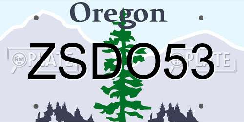 ZSDO53 Oregon License Plate