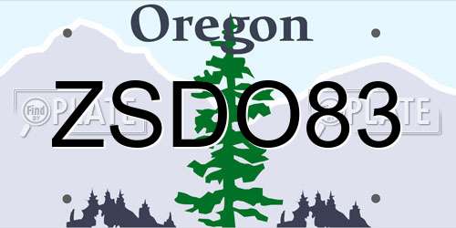 ZSDO83 Oregon License Plate