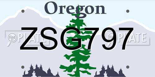 ZSG797 Oregon License Plate