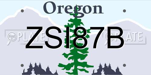 ZSI87B Oregon License Plate