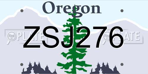 ZSJ276 Oregon License Plate
