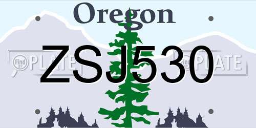 ZSJ530 Oregon License Plate