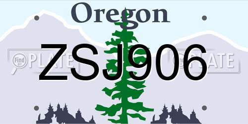 ZSJ906 Oregon License Plate