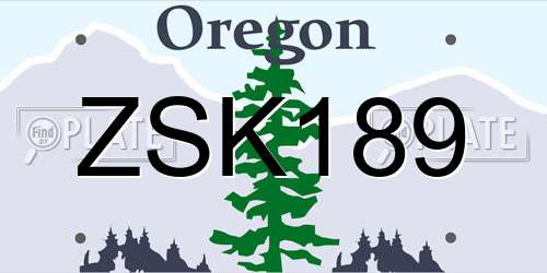 ZSK189 Oregon License Plate