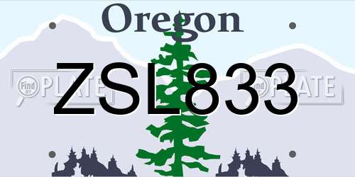 ZSL833 Oregon License Plate