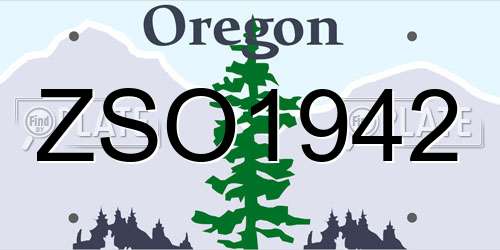 ZSO1942 Oregon License Plate
