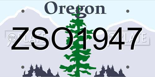 ZSO1947 Oregon License Plate