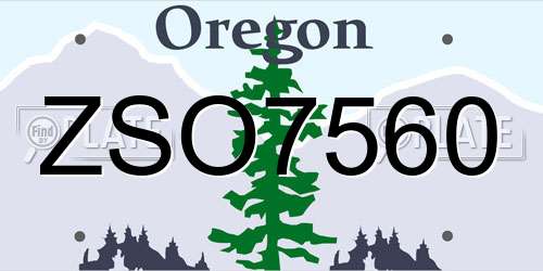 ZSO7560 Oregon License Plate