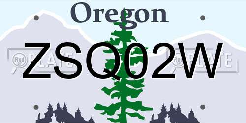 ZSQ02W Oregon License Plate