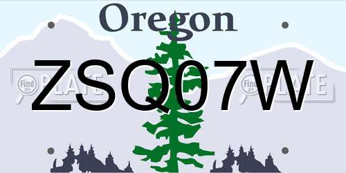 ZSQ07W Oregon License Plate