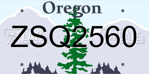 ZSQ2560 Oregon License Plate