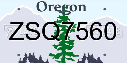 ZSQ7560 Oregon License Plate