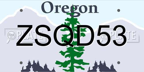 ZSQD53 Oregon License Plate