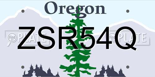 ZSR54Q Oregon License Plate