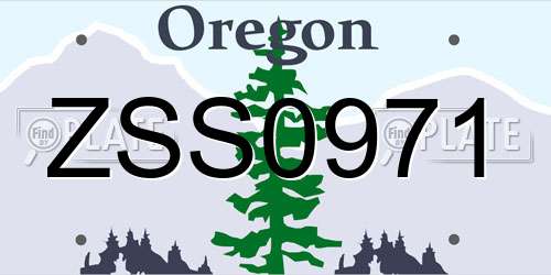 ZSS0971 Oregon License Plate