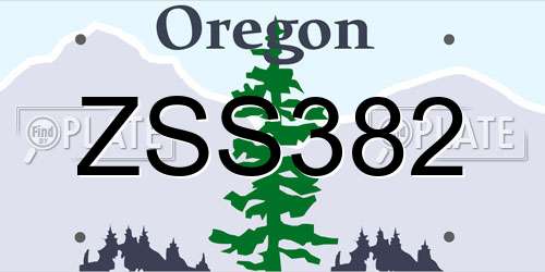 ZSS382 Oregon License Plate