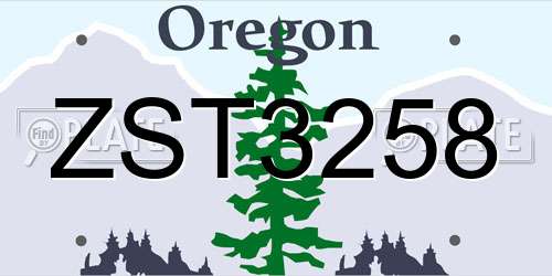 ZST3258 Oregon License Plate