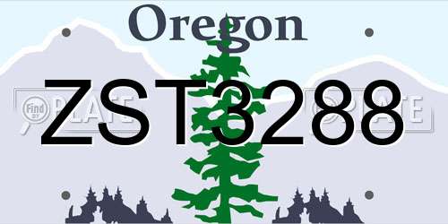 ZST3288 Oregon License Plate