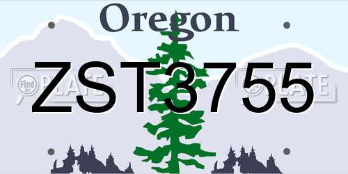 ZST3755 Oregon License Plate