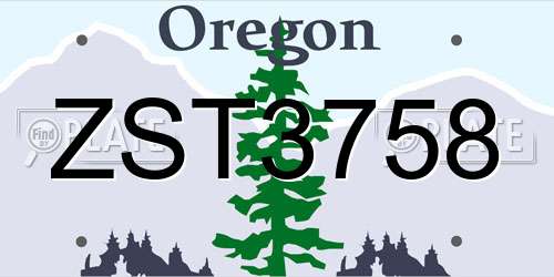 ZST3758 Oregon License Plate