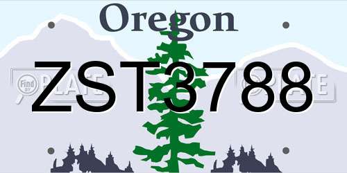 ZST3788 Oregon License Plate