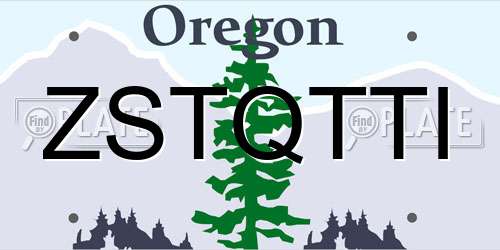 ZSTQTTI Oregon License Plate