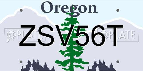 ZSV56T Oregon License Plate