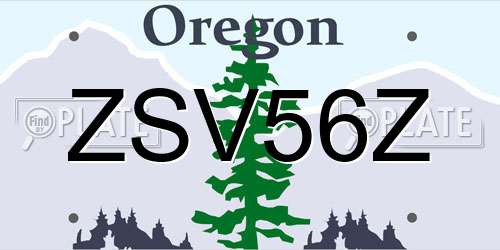 ZSV56Z Oregon License Plate