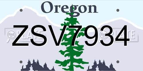 ZSV7934 Oregon License Plate