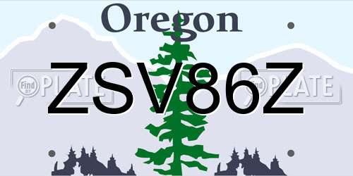 ZSV86Z Oregon License Plate