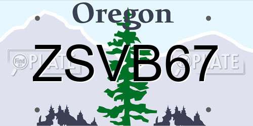 ZSVB67 Oregon License Plate