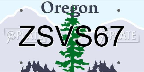 ZSVS67 Oregon License Plate