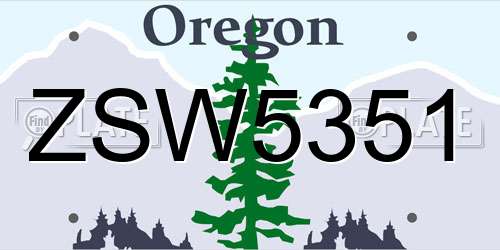 ZSW5351 Oregon License Plate