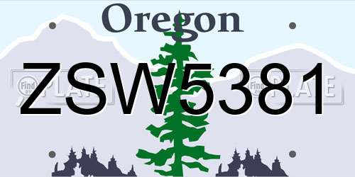 ZSW5381 Oregon License Plate