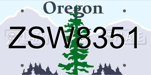ZSW8351 Oregon License Plate