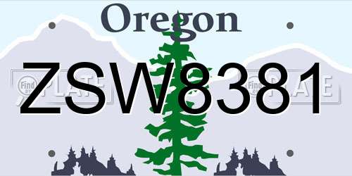 ZSW8381 Oregon License Plate