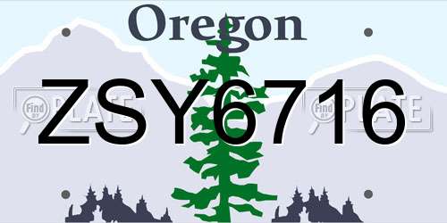 ZSY6716 Oregon License Plate