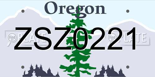 ZSZ0221 Oregon License Plate