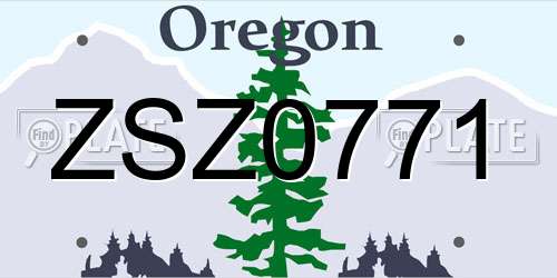 ZSZ0771 Oregon License Plate