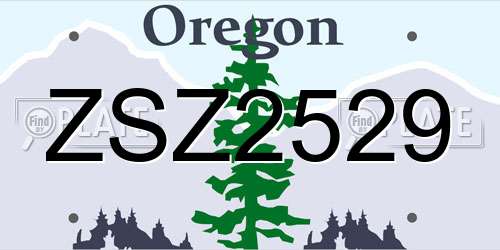 ZSZ2529 Oregon License Plate